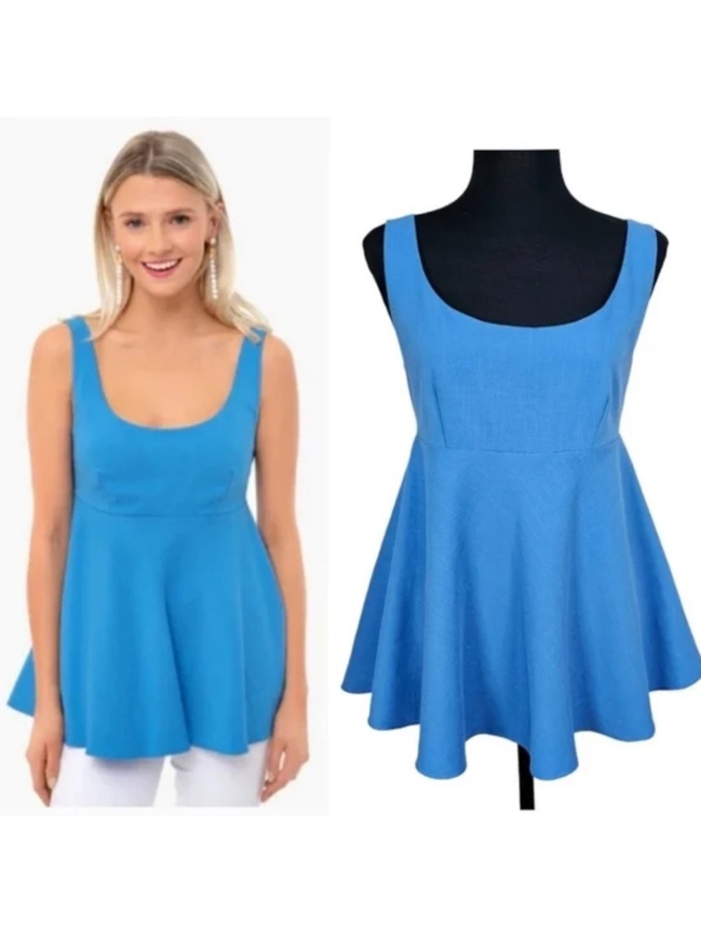 Pomander Place Teal Scoop Neck Peplum Tank